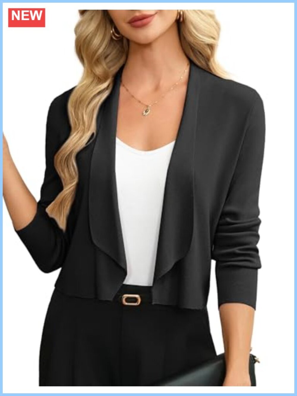 Cropped Knit Blazer Women Shawl Collar Cardigan Bolero Business Casual